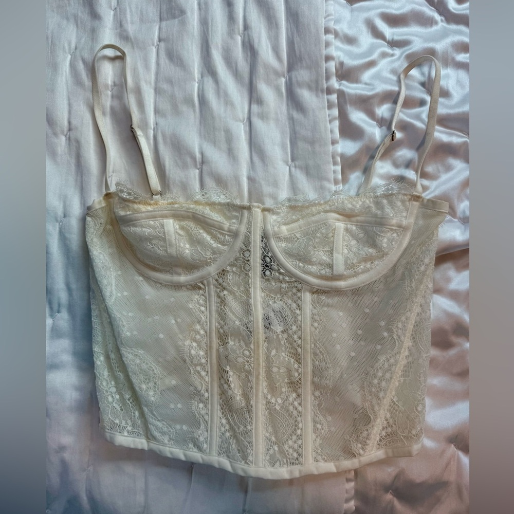 White lace corset top with adjustable straps